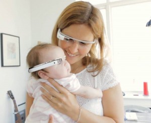 This mockup based on a photo provided by Google shows one possible result of their wearable computer catching on for use by more than just adults